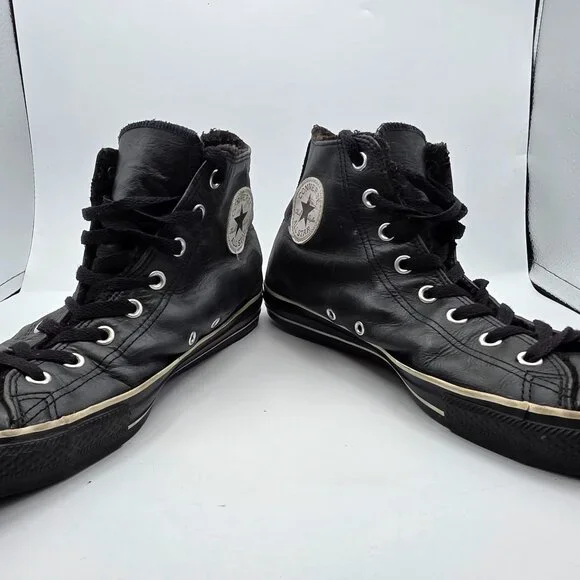 Converse All Star Leather Hi Top Mens Size 11 Black Casual Sneakers Athletic - Picture 2 of 15